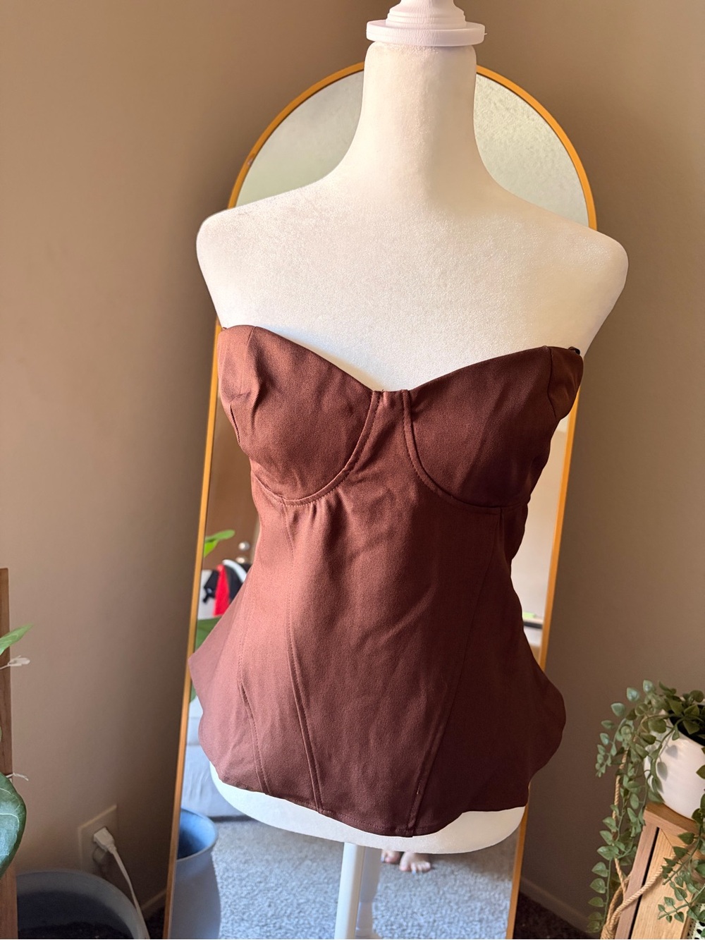 Edit by nine Women’s Strapless Brown Bustier Top